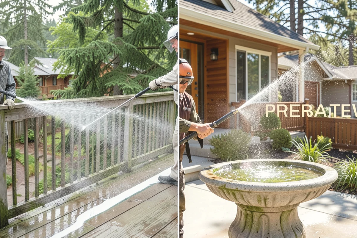 Step Pressure Washing in Duvall, King County, WA - Sweep loose debris and pre-soak the steps