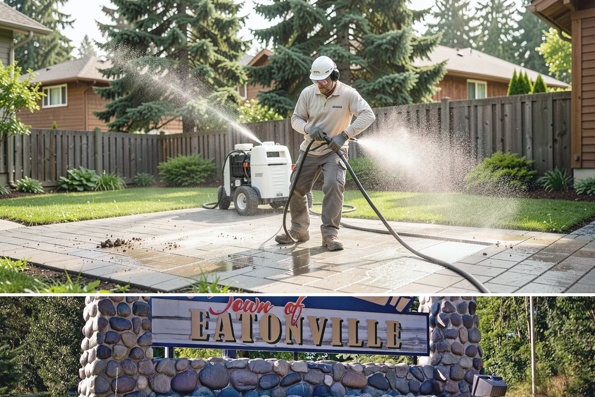 Step Pressure Washing in Eatonville, Pierce County, WA - Steps clean up best during dry summer weeks so surfaces set before wet-season traffic.