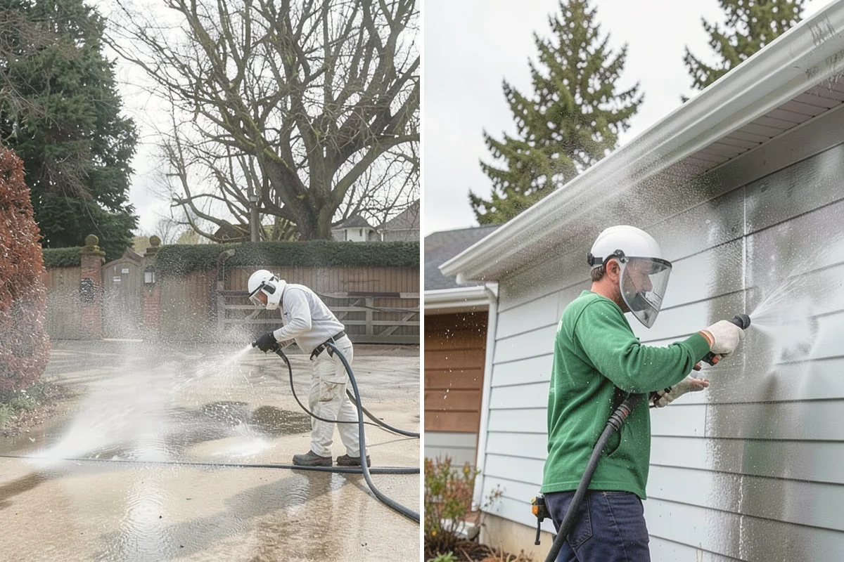 Step Pressure Washing in Edgewood, Pierce County, WA - Sweep loose debris and pre-soak the steps