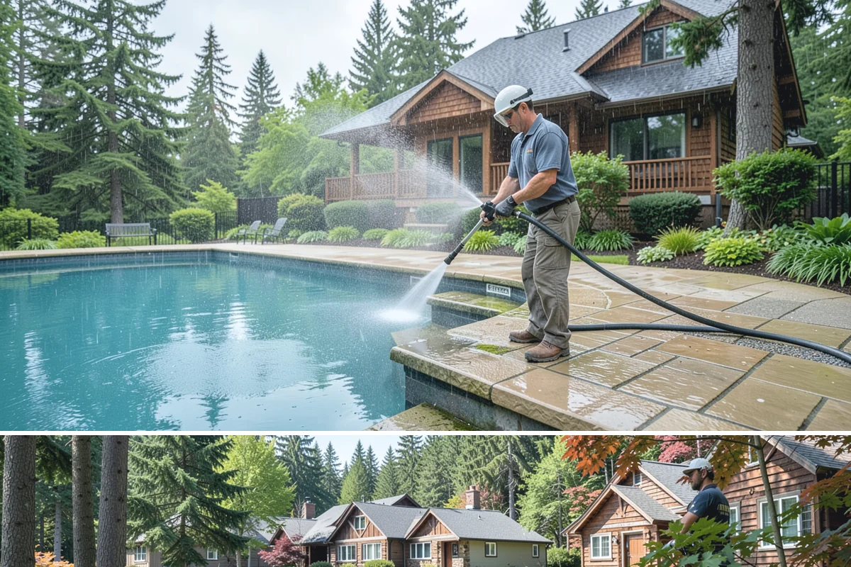 Step Pressure Washing in Edgewood, Pierce County, WA - Steps clean up best during dry summer weeks so surfaces set before wet-season traffic.
