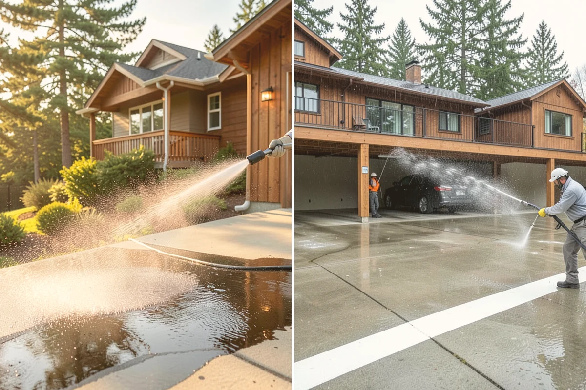 Step Pressure Washing in Edmonds, Snohomish County, WA - Sweep loose debris and pre-soak the steps