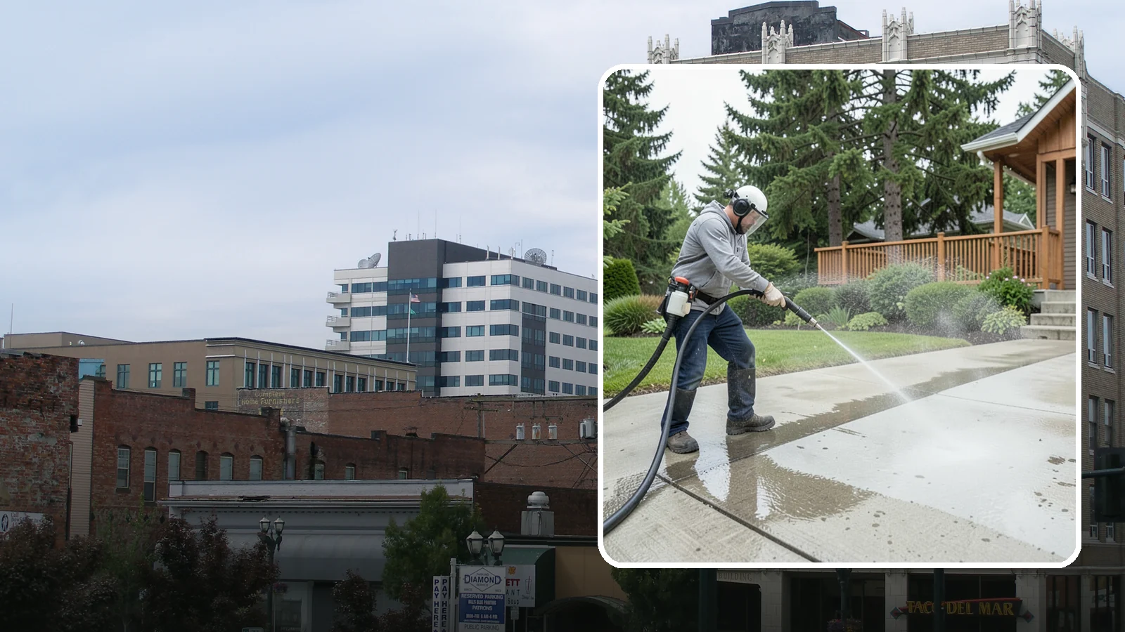 Step Pressure Washing in Everett, Snohomish County, WA - Pressure wash concrete and hardscape steps to strip built-up grime and restore safe grip.