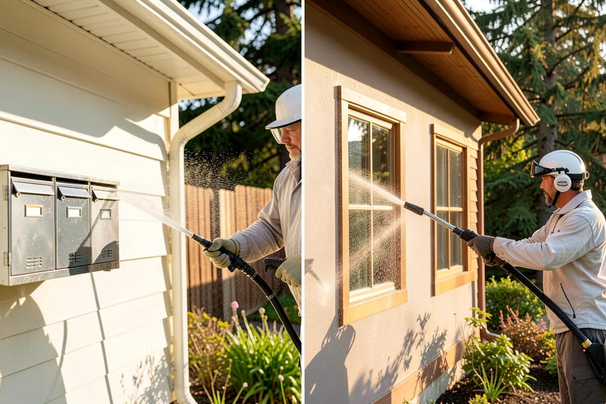 Step Pressure Washing in Everett, Snohomish County, WA - Sweep loose debris and pre-soak the steps