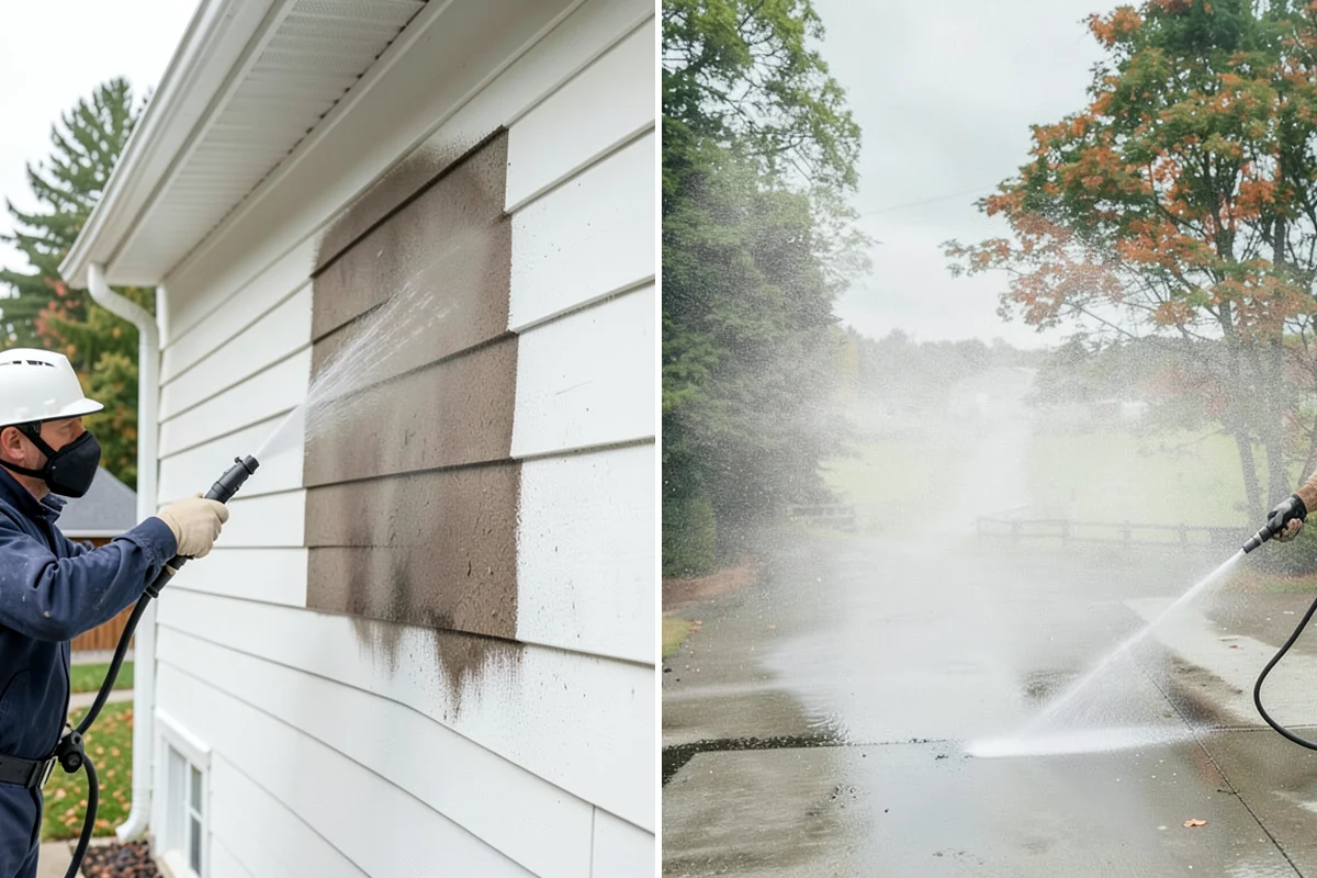 Step Pressure Washing in Federal Way, King County, WA - Sweep loose debris and pre-soak the steps