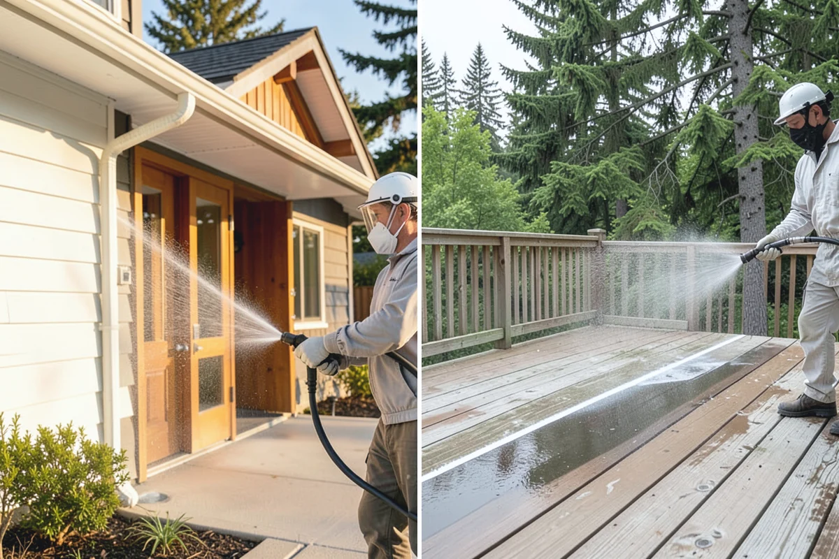 Step Pressure Washing in Gold Bar, Snohomish County, WA - Sweep loose debris and pre-soak the steps