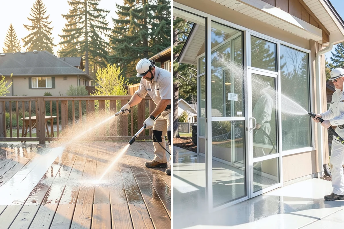 Step Pressure Washing in Granite Falls, Snohomish County, WA - Sweep loose debris and pre-soak the steps