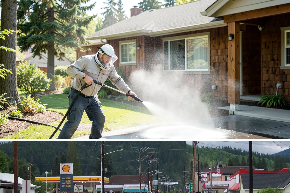Step Pressure Washing in Granite Falls, Snohomish County, WA - Steps clean up best during dry summer weeks so surfaces set before wet-season traffic.