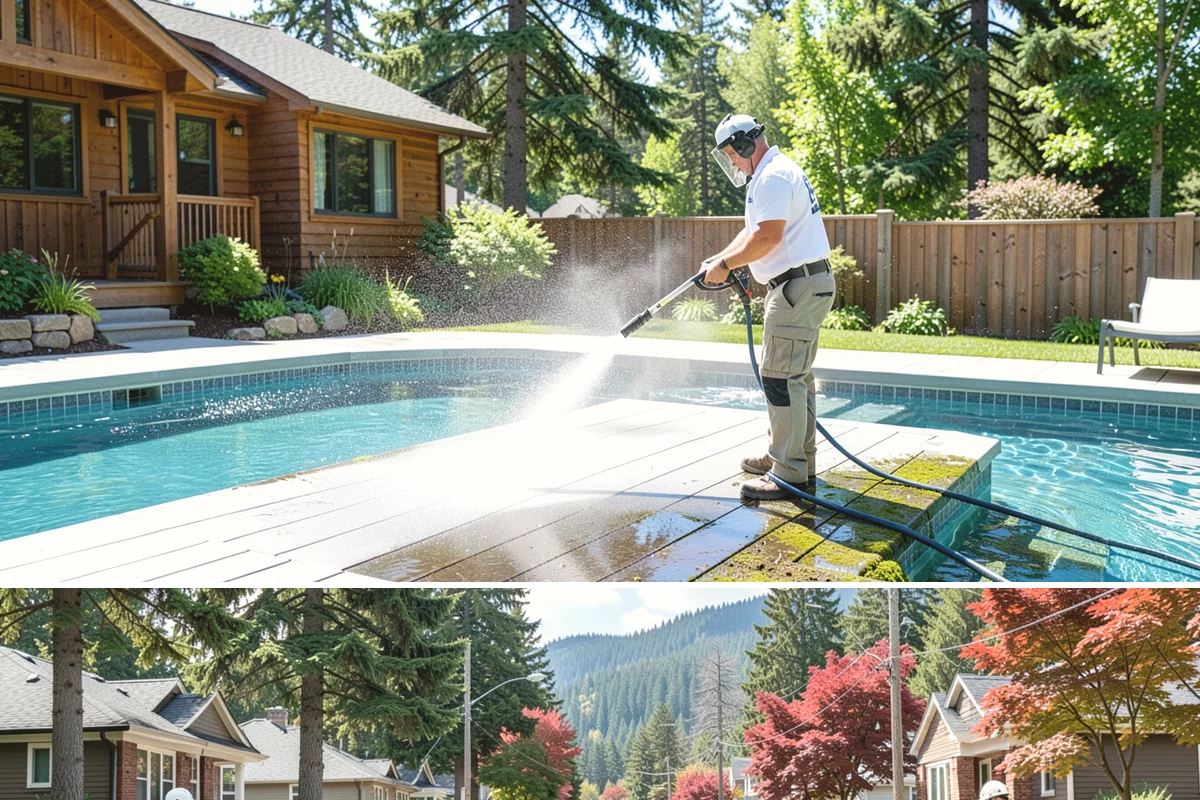 Step Pressure Washing in Hunts Point, King County, WA - Steps clean up best during dry summer weeks so surfaces set before wet-season traffic.
