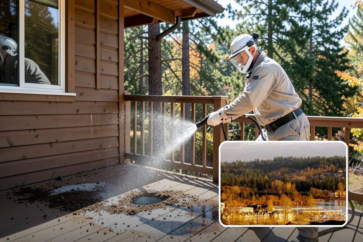 Step Pressure Washing in Kenmore, King County, WA - Strips compacted grime from step surfaces
