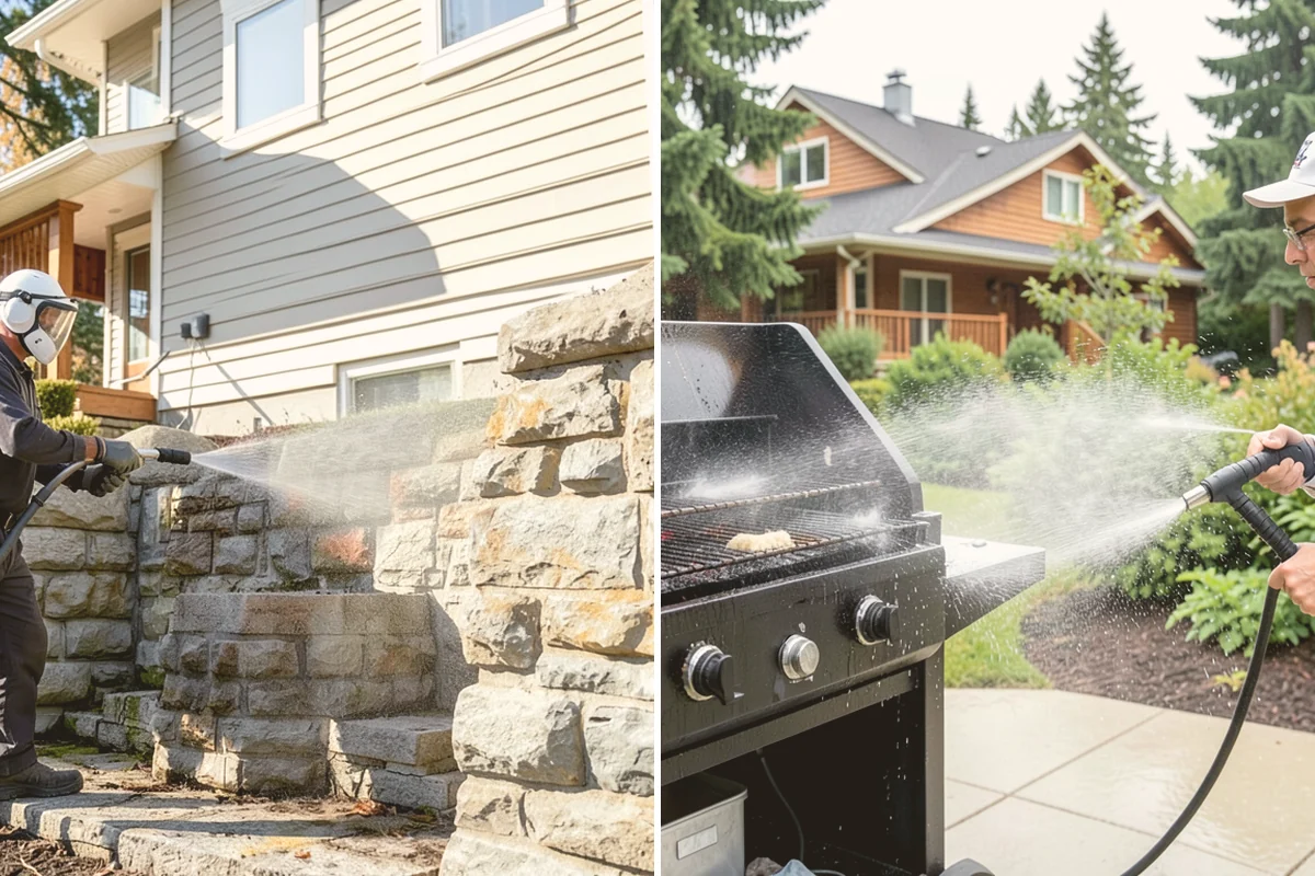 Step Pressure Washing in Kent, King County, WA - Sweep loose debris and pre-soak the steps
