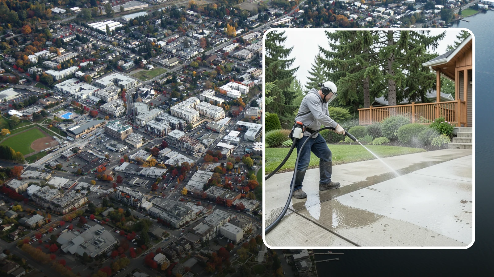 Step Pressure Washing in Kirkland, King County, WA - Pressure wash concrete and hardscape steps to strip built-up grime and restore safe grip.