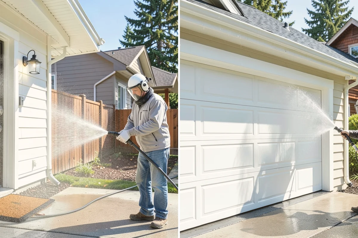 Step Pressure Washing in Kirkland, King County, WA - Sweep loose debris and pre-soak the steps