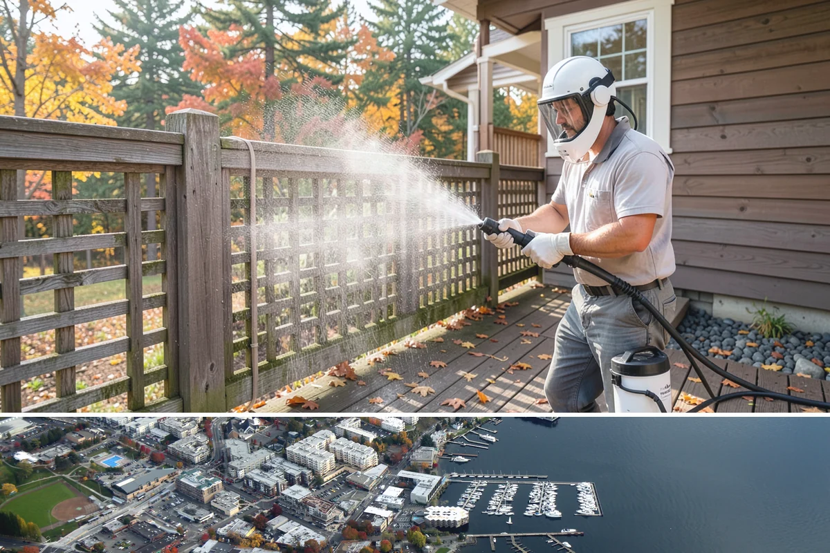 Step Pressure Washing in Kirkland, King County, WA - Steps clean up best during dry summer weeks so surfaces set before wet-season traffic.