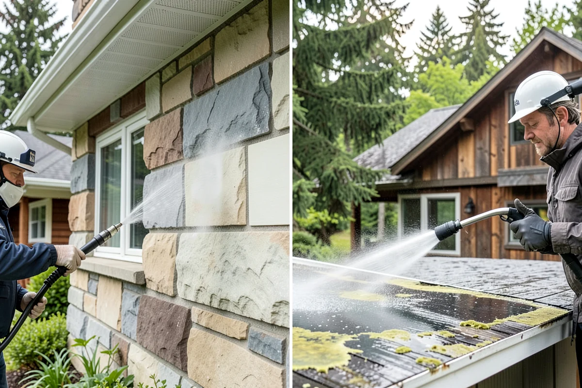 Step Pressure Washing in Lakewood, Pierce County, WA - Sweep loose debris and pre-soak the steps
