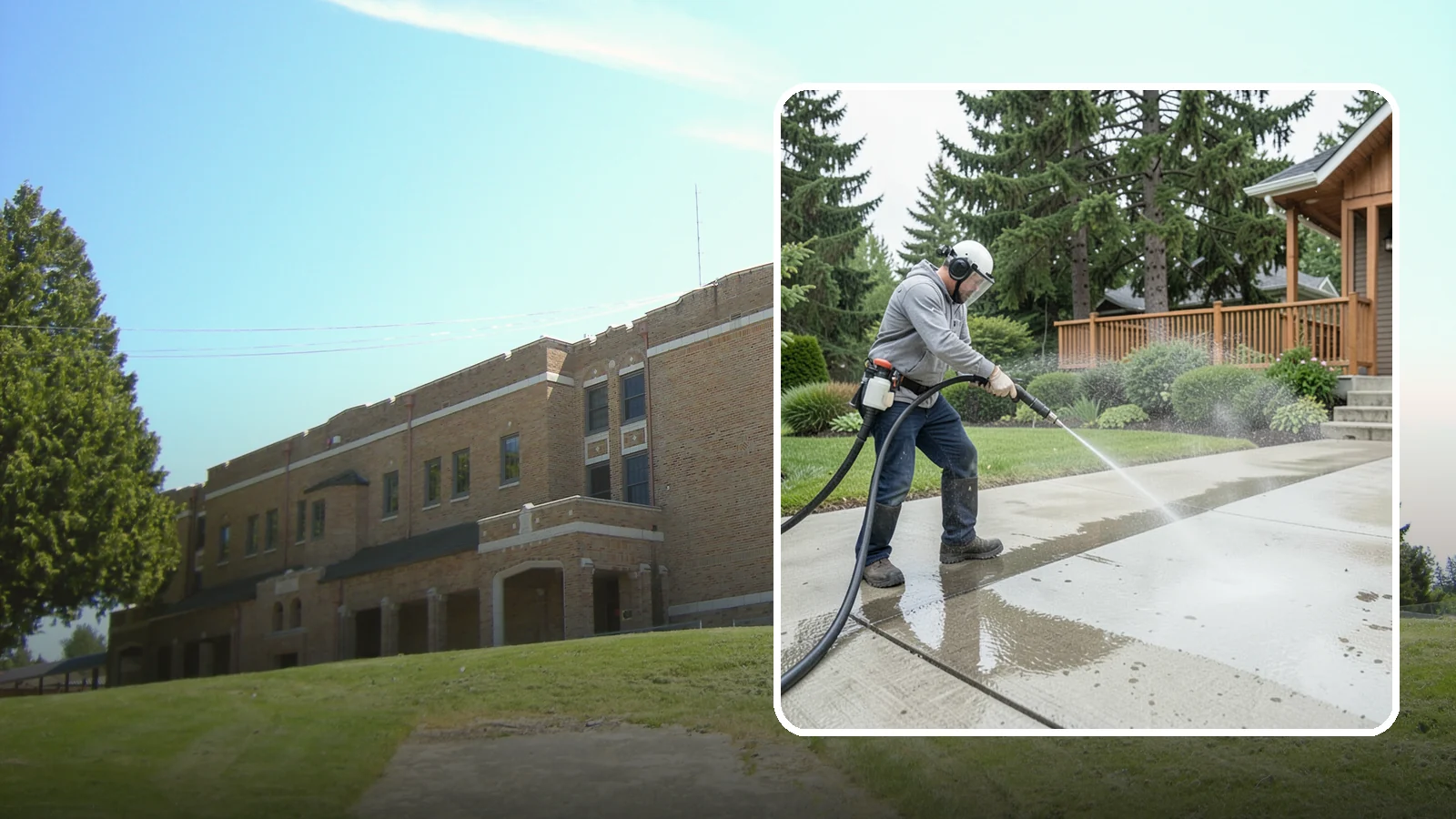 Step Pressure Washing in Maple Valley, King County, WA - Pressure wash concrete and hardscape steps to strip built-up grime and restore safe grip.
