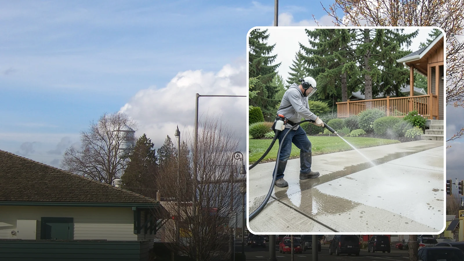 Step Pressure Washing in Marysville, Snohomish County, WA - Pressure wash concrete and hardscape steps to strip built-up grime and restore safe grip.