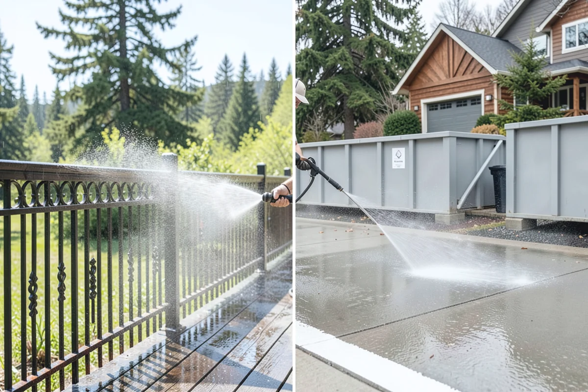 Step Pressure Washing in Marysville, Snohomish County, WA - Sweep loose debris and pre-soak the steps