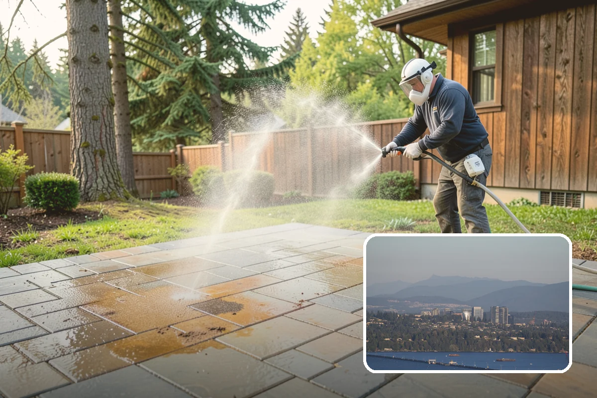Step Pressure Washing in Medina, King County, WA - Strips compacted grime from step surfaces