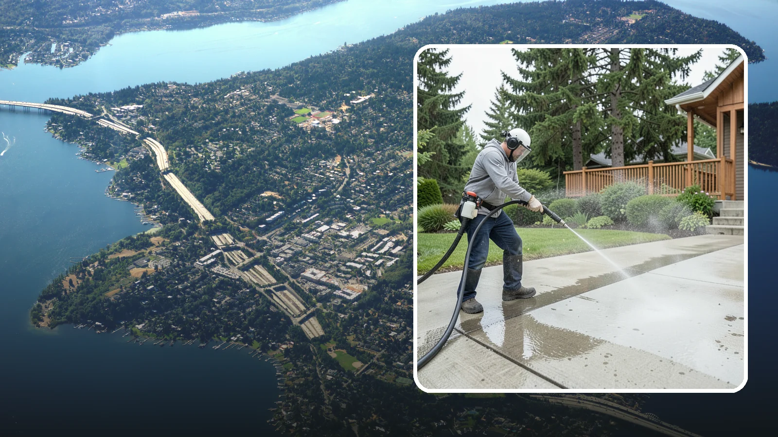 Step Pressure Washing in Mercer Island, King County, WA - Pressure wash concrete and hardscape steps to strip built-up grime and restore safe grip.