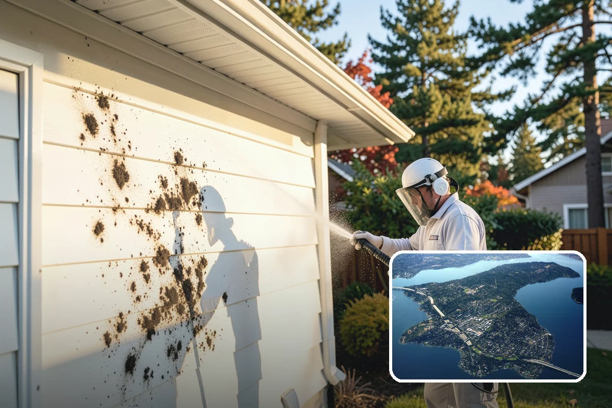 Step Pressure Washing in Mercer Island, King County, WA - Strips compacted grime from step surfaces
