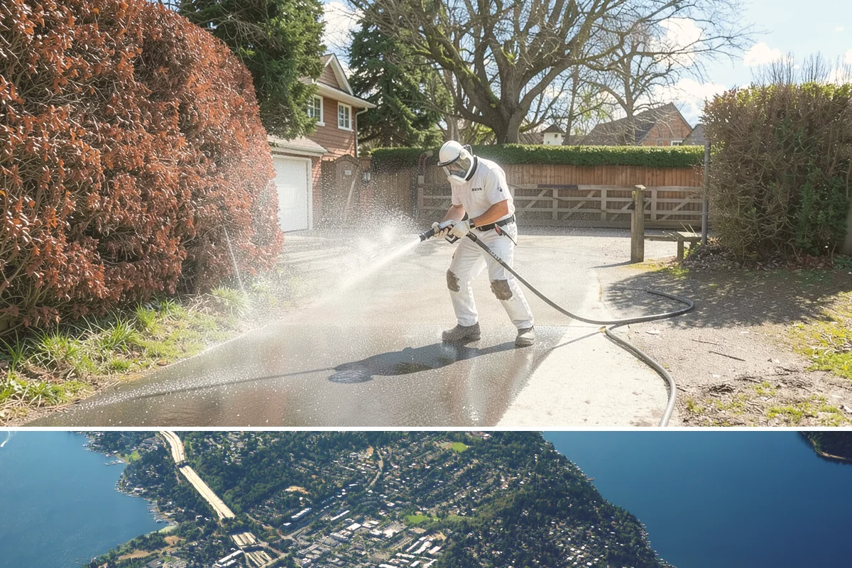 Step Pressure Washing in Mercer Island, King County, WA - Steps clean up best during dry summer weeks so surfaces set before wet-season traffic.