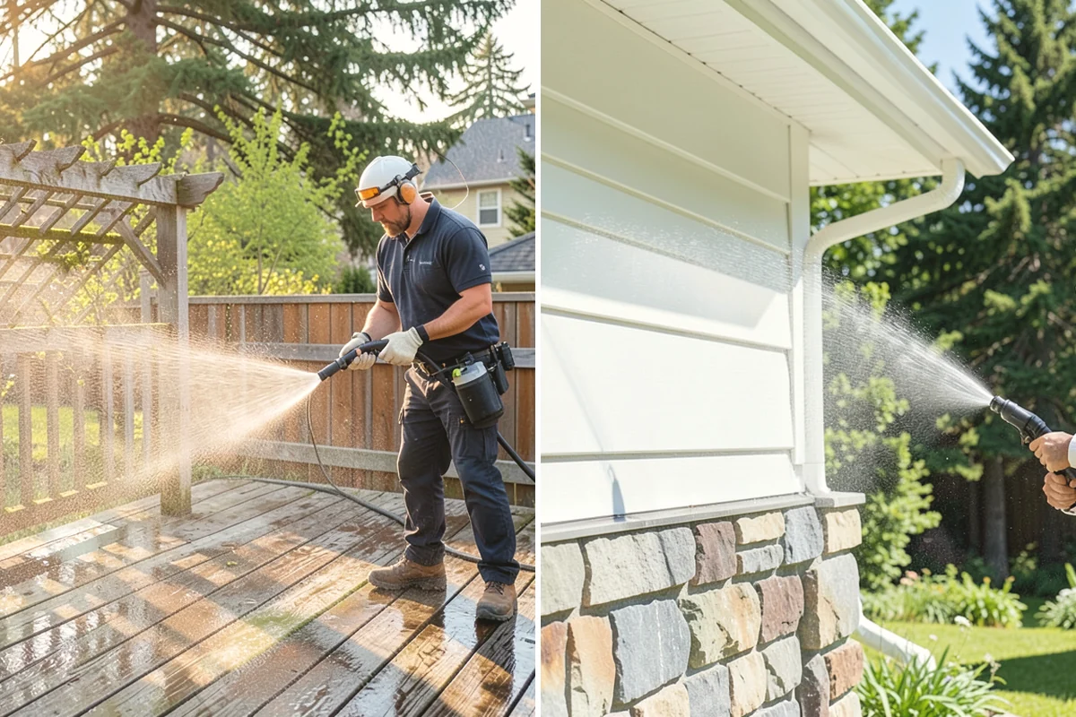 Step Pressure Washing in Mountlake Terrace, Snohomish County, WA - Sweep loose debris and pre-soak the steps
