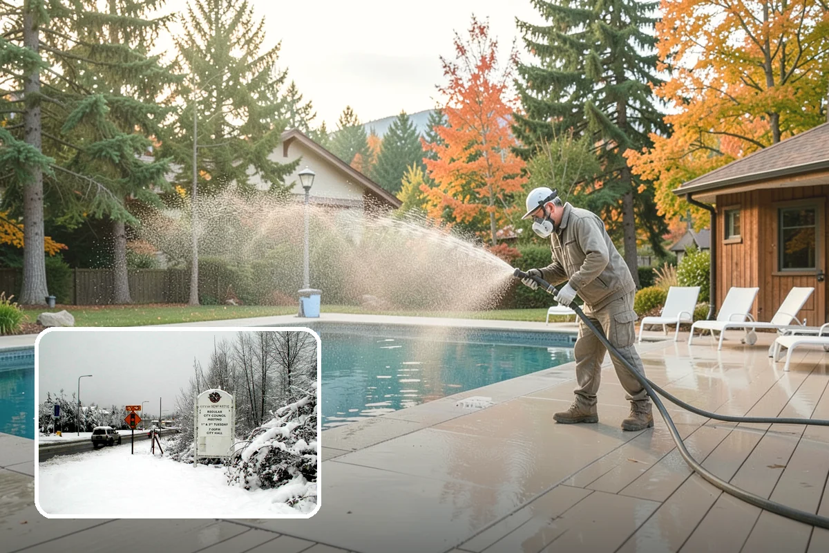 Step Pressure Washing in Newcastle, King County, WA - Strips compacted grime from step surfaces