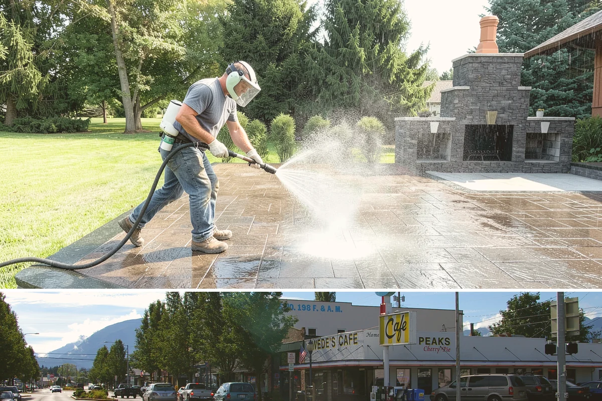 Step Pressure Washing in North Bend, King County, WA - Steps clean up best during dry summer weeks so surfaces set before wet-season traffic.
