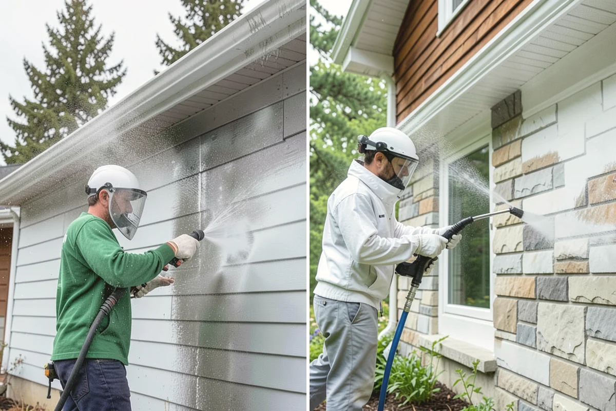 Step Pressure Washing in Oak Harbor, Island County, WA - Sweep loose debris and pre-soak the steps