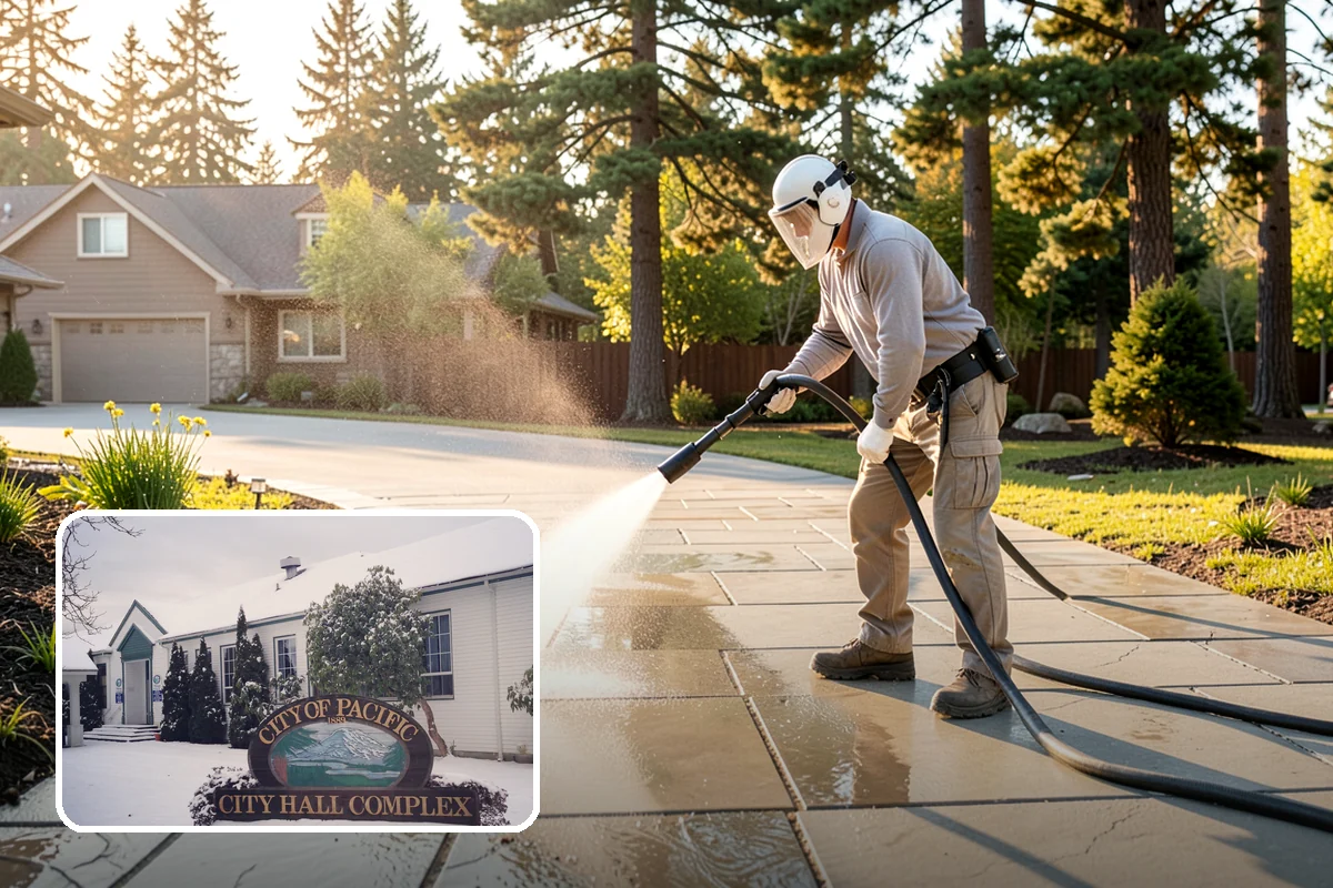 Step Pressure Washing in Pacific, King County, WA - Strips compacted grime from step surfaces