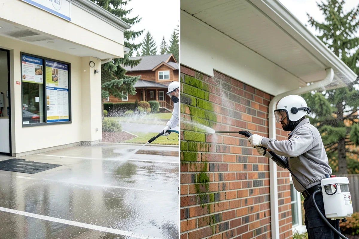 Step Pressure Washing in Pacific, King County, WA - Sweep loose debris and pre-soak the steps
