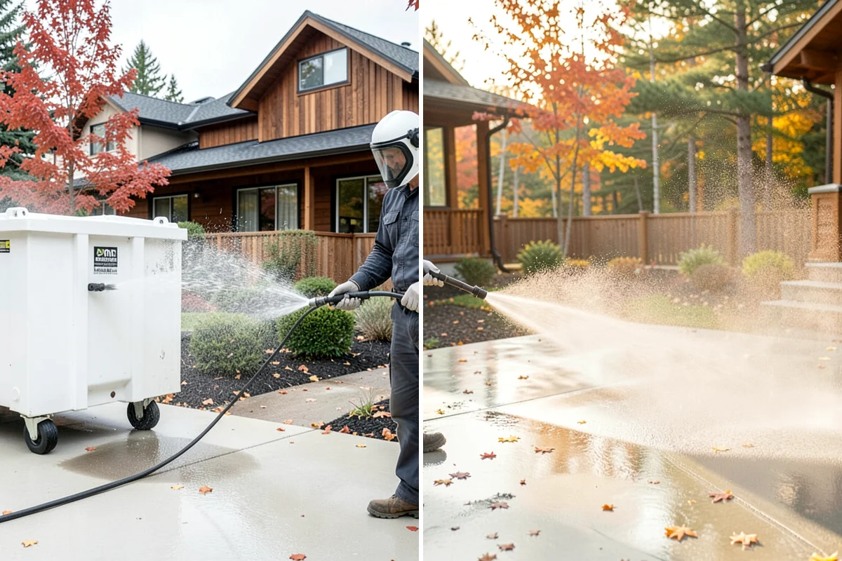 Step Pressure Washing in Puyallup, Pierce County, WA - Sweep loose debris and pre-soak the steps