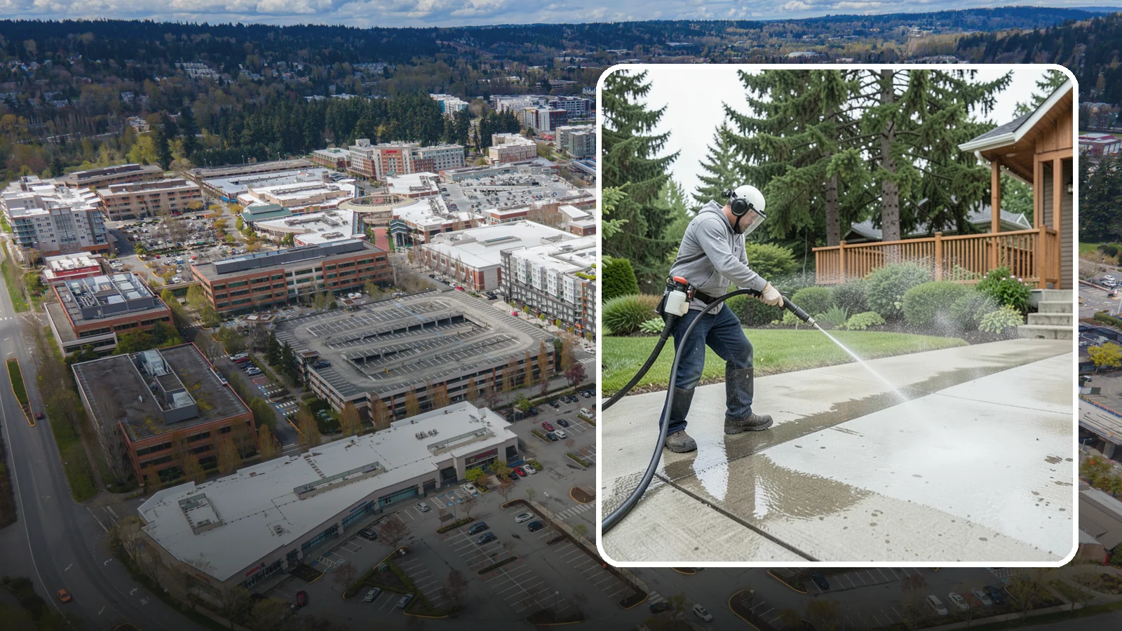 Step Pressure Washing in Redmond, King County, WA - Pressure wash concrete and hardscape steps to strip built-up grime and restore safe grip.