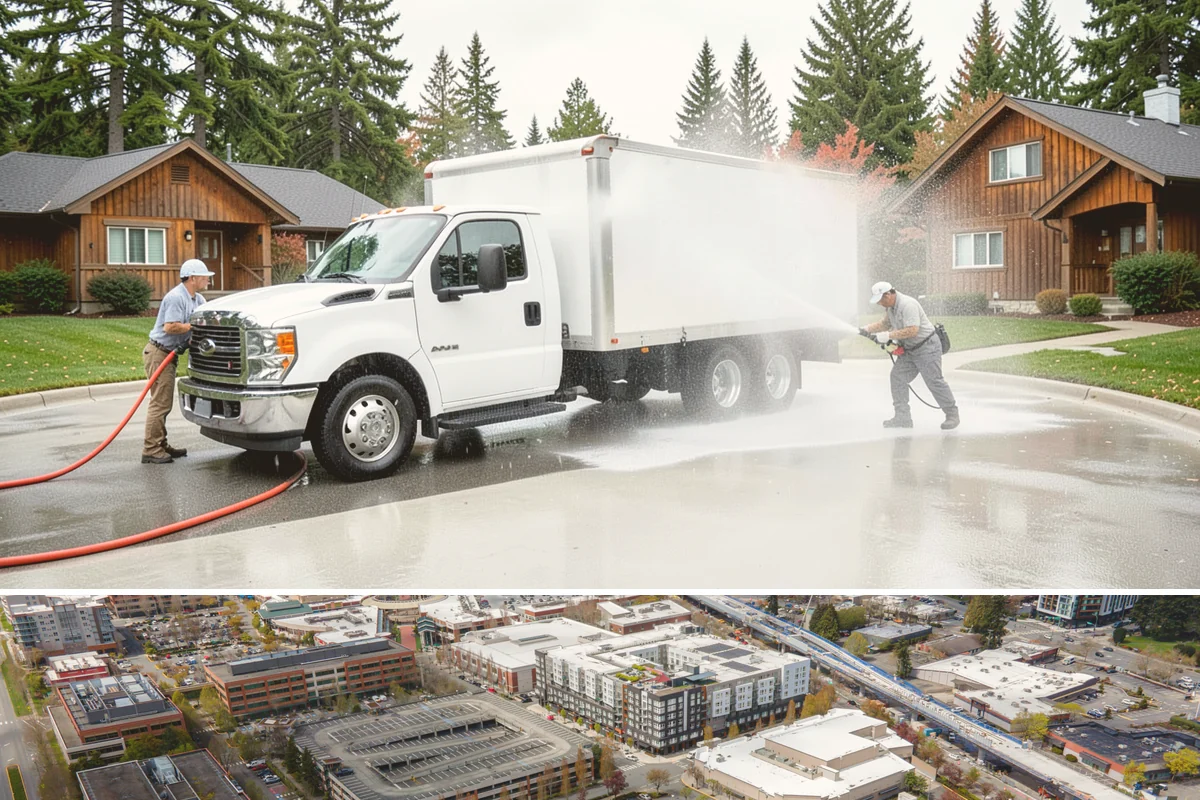 Step Pressure Washing in Redmond, King County, WA - Steps clean up best during dry summer weeks so surfaces set before wet-season traffic.