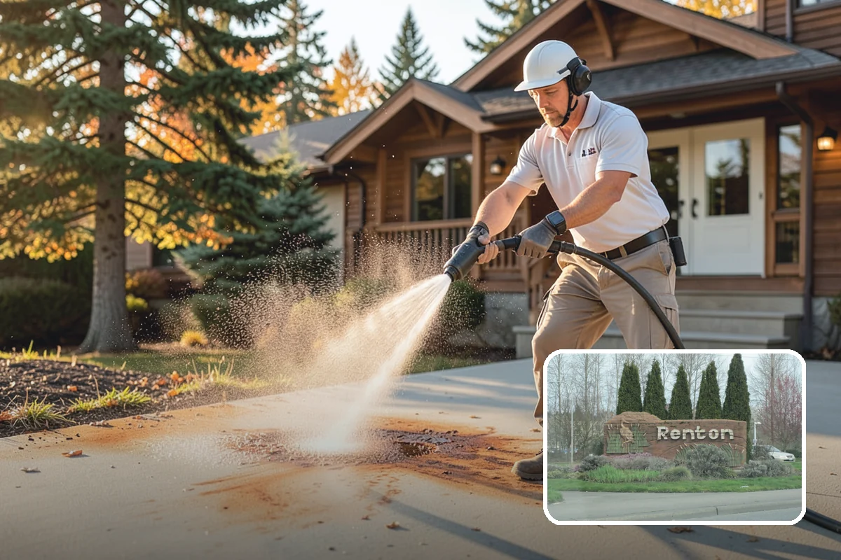 Step Pressure Washing in Renton, King County, WA - Strips compacted grime from step surfaces