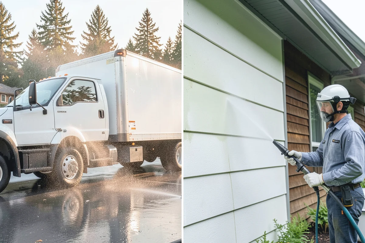 Step Pressure Washing in Roy, Pierce County, WA - Sweep loose debris and pre-soak the steps