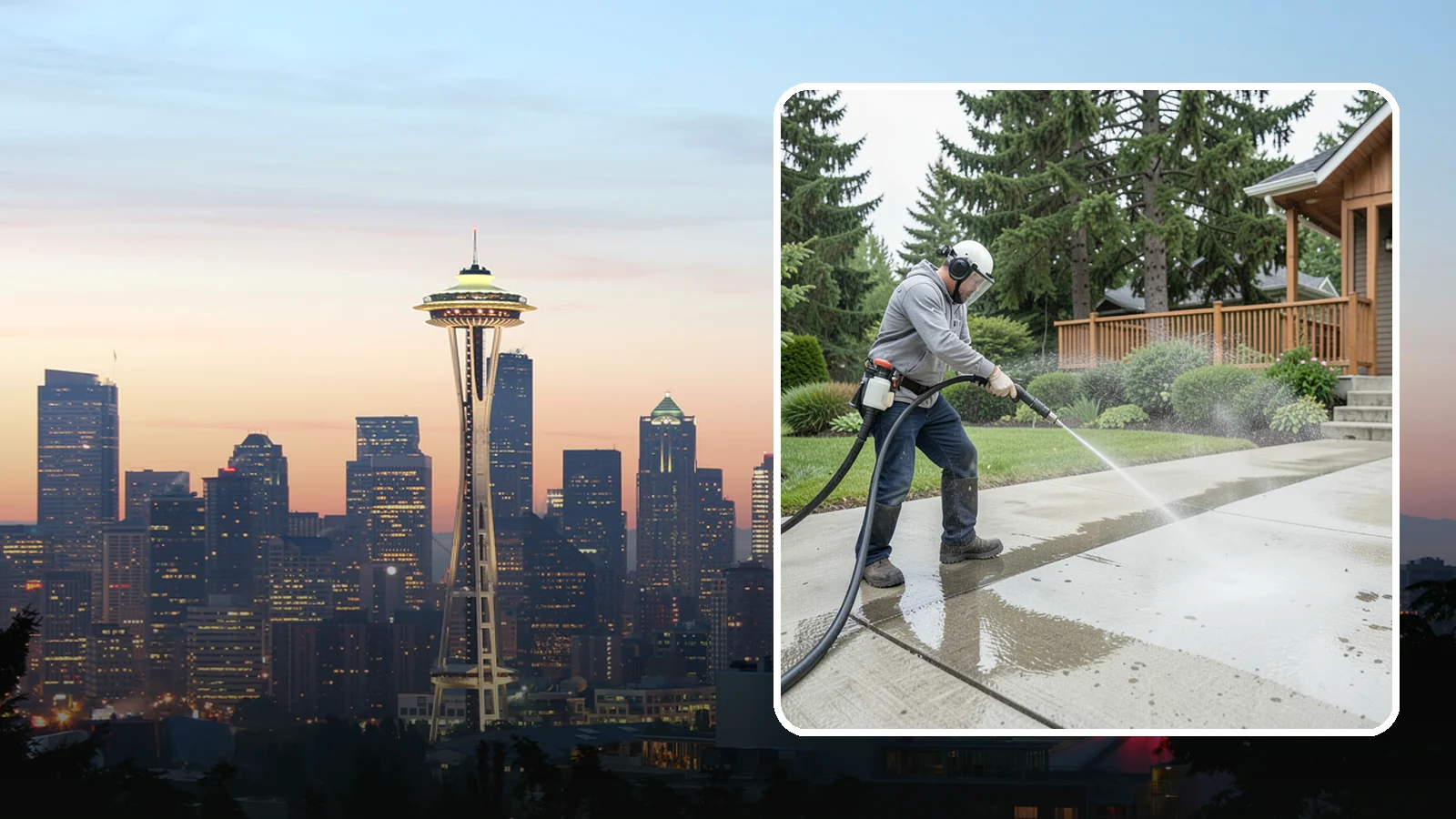Step Pressure Washing in Seattle, King County, WA - Pressure wash concrete and hardscape steps to strip built-up grime and restore safe grip.