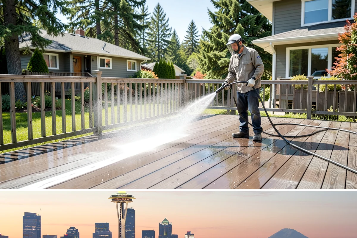 Step Pressure Washing in Seattle, King County, WA - Steps clean up best during dry summer weeks so surfaces set before wet-season traffic.