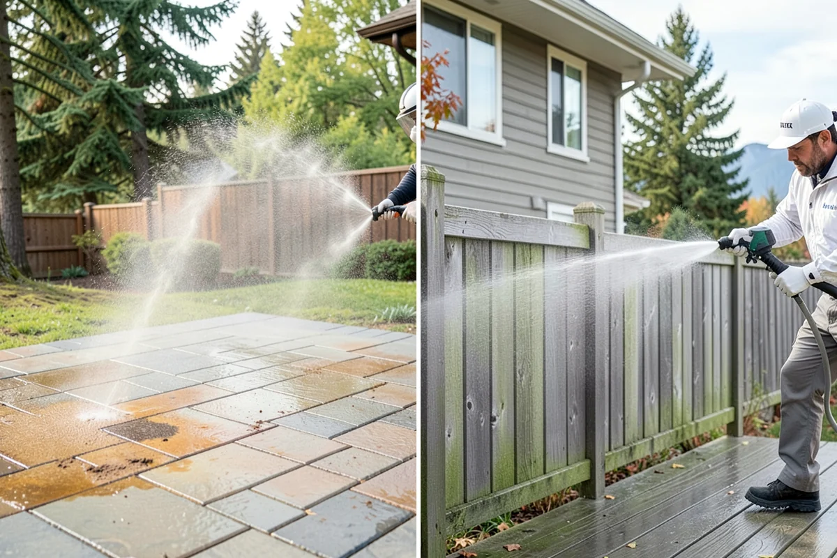 Step Pressure Washing in Sedro-Woolley, Skagit County, WA - Sweep loose debris and pre-soak the steps
