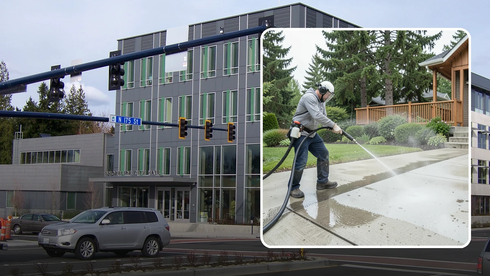 Step Pressure Washing in Shoreline, King County, WA - Pressure wash concrete and hardscape steps to strip built-up grime and restore safe grip.