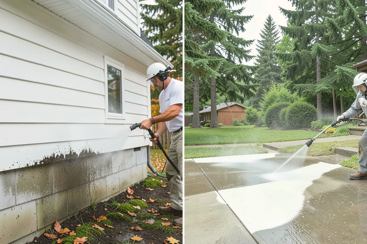 Step Pressure Washing in Snohomish, Snohomish County, WA - Sweep loose debris and pre-soak the steps