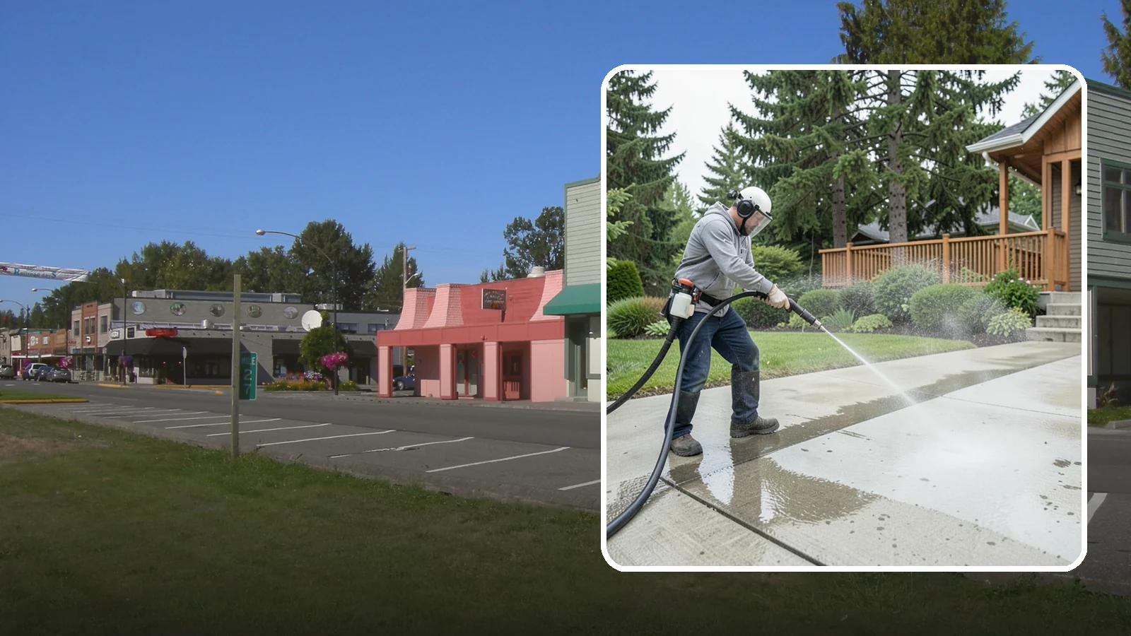 Step Pressure Washing in Snoqualmie, King County, WA - Pressure wash concrete and hardscape steps to strip built-up grime and restore safe grip.