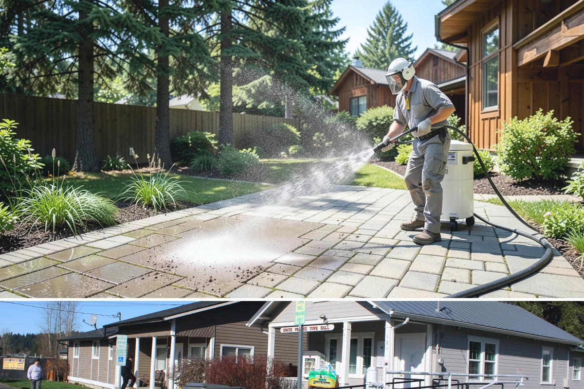 Step Pressure Washing in South Prairie, Pierce County, WA - Steps clean up best during dry summer weeks so surfaces set before wet-season traffic.