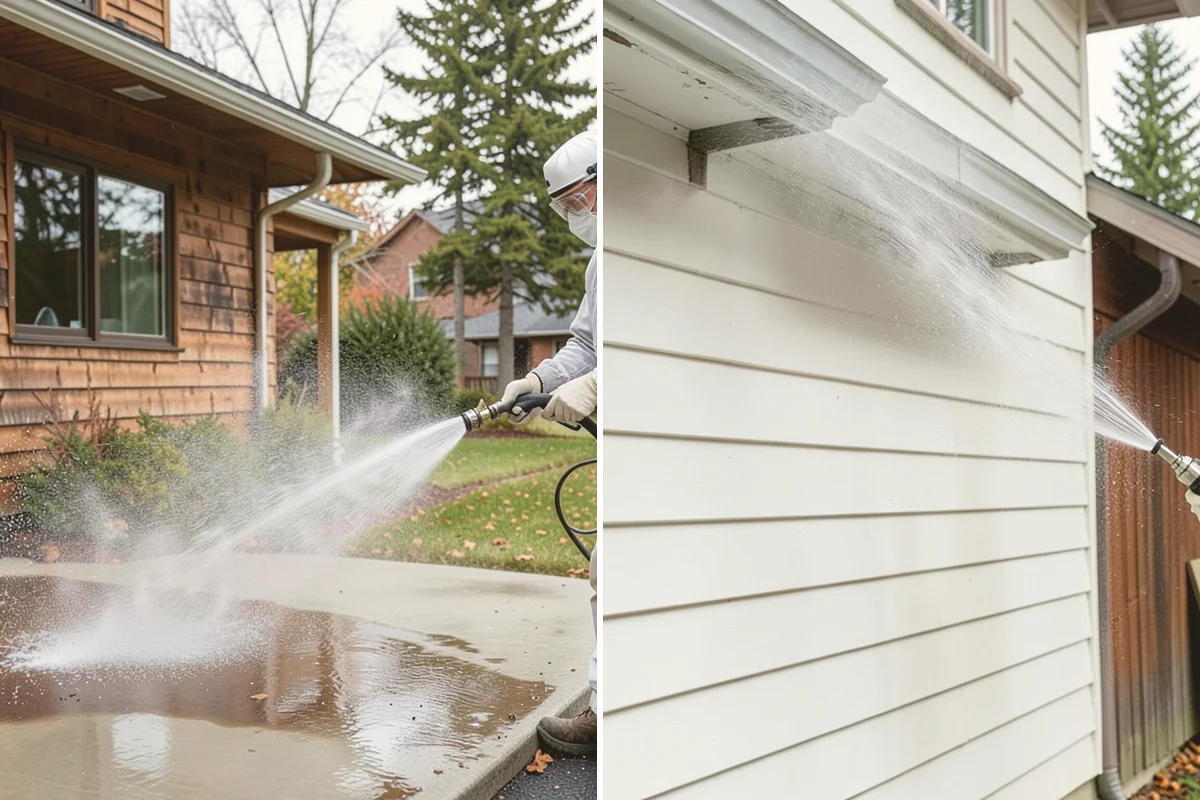 Step Pressure Washing in Stanwood, Snohomish County, WA - Sweep loose debris and pre-soak the steps