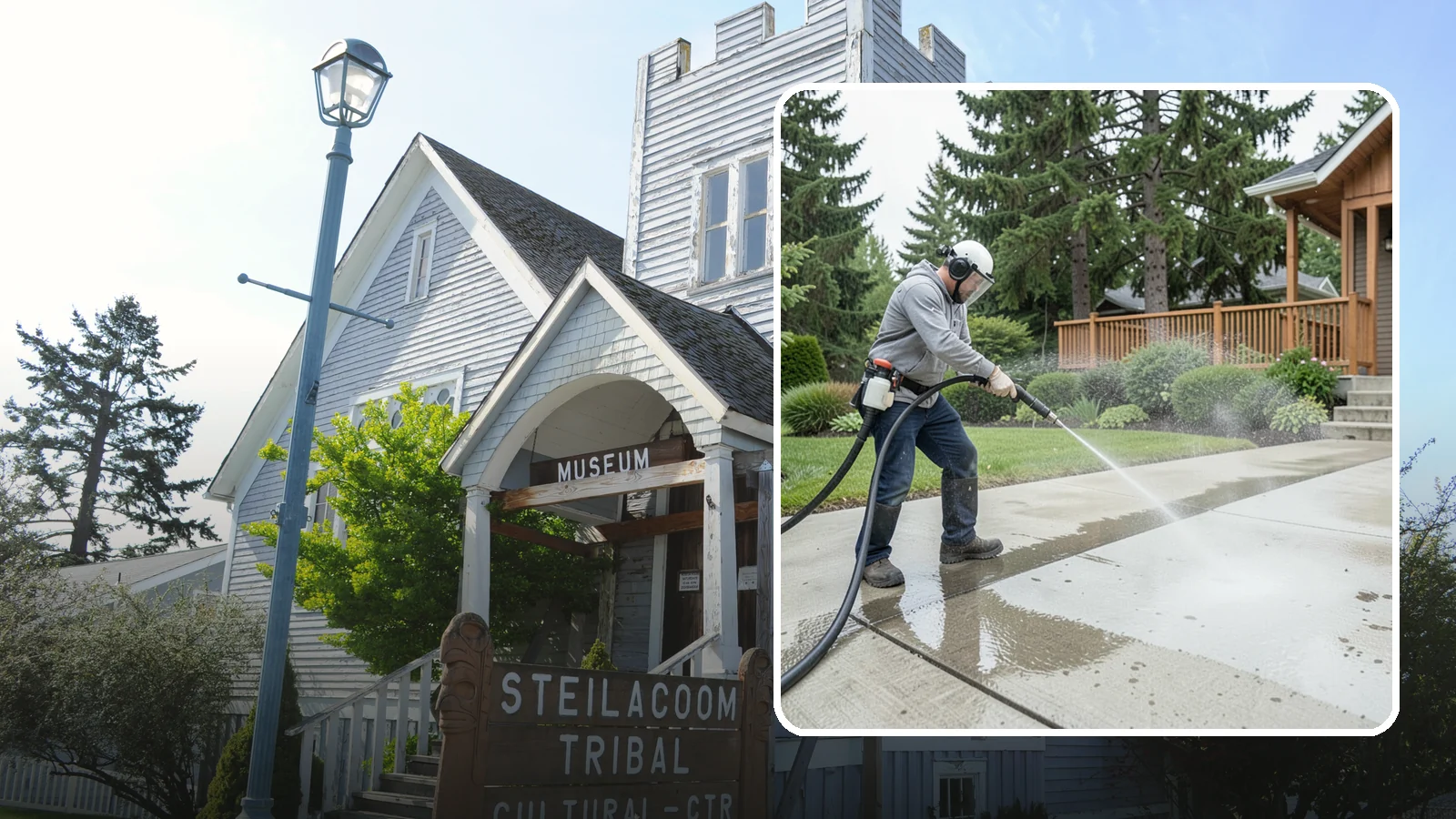 Step Pressure Washing in Steilacoom, Pierce County, WA - Pressure wash concrete and hardscape steps to strip built-up grime and restore safe grip.