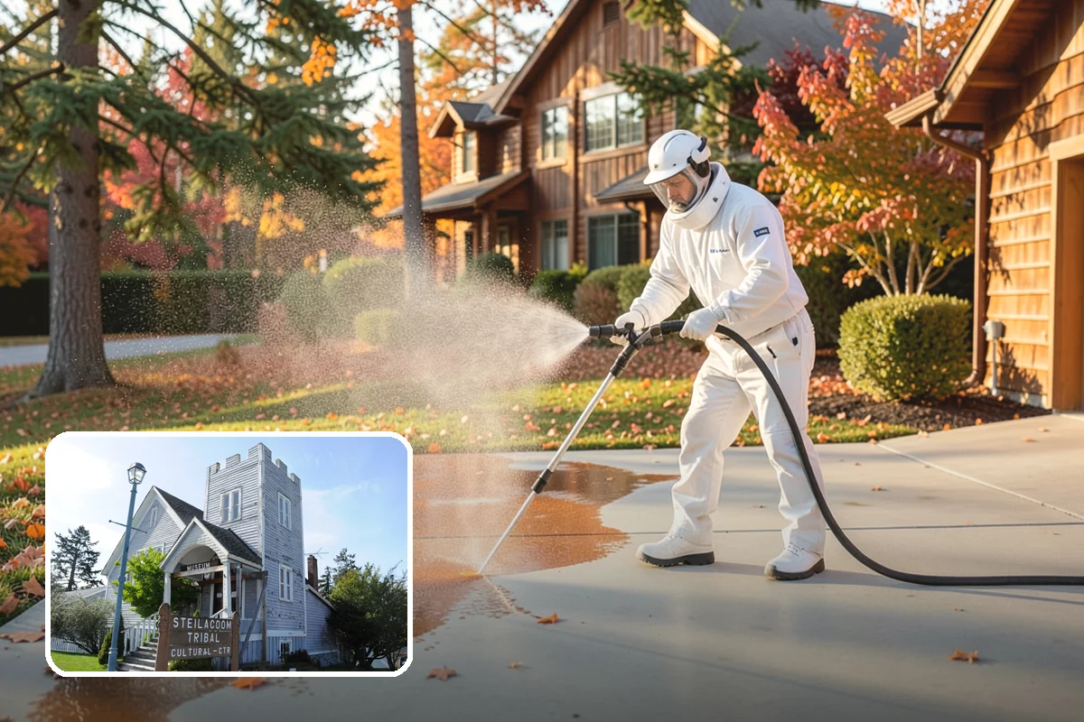 Step Pressure Washing in Steilacoom, Pierce County, WA - Strips compacted grime from step surfaces