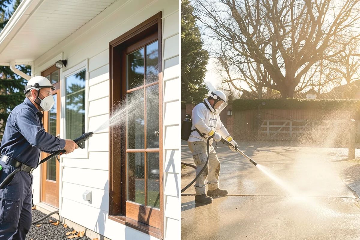 Step Pressure Washing in Steilacoom, Pierce County, WA - Sweep loose debris and pre-soak the steps