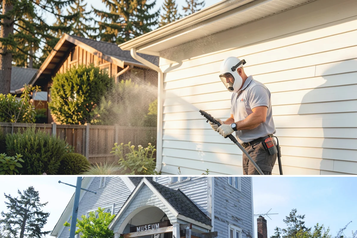 Step Pressure Washing in Steilacoom, Pierce County, WA - Steps clean up best during dry summer weeks so surfaces set before wet-season traffic.