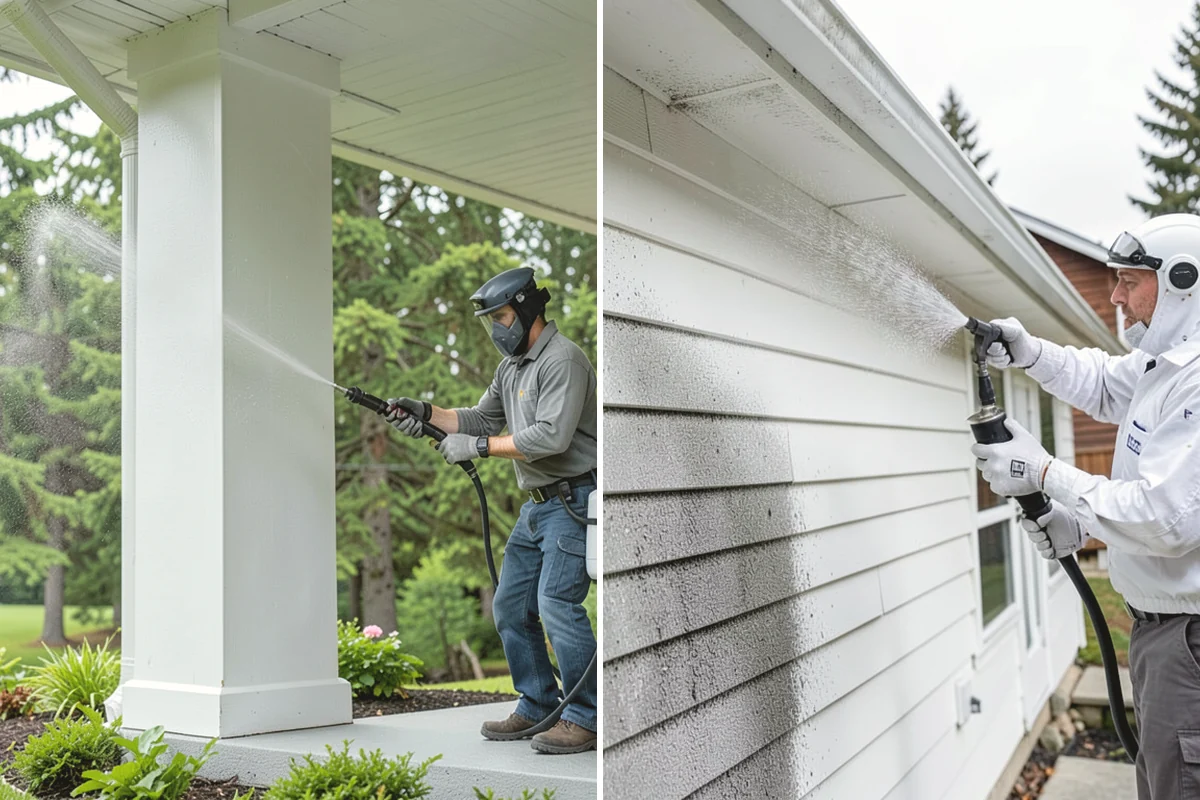 Step Pressure Washing in University Place, Pierce County, WA - Sweep loose debris and pre-soak the steps