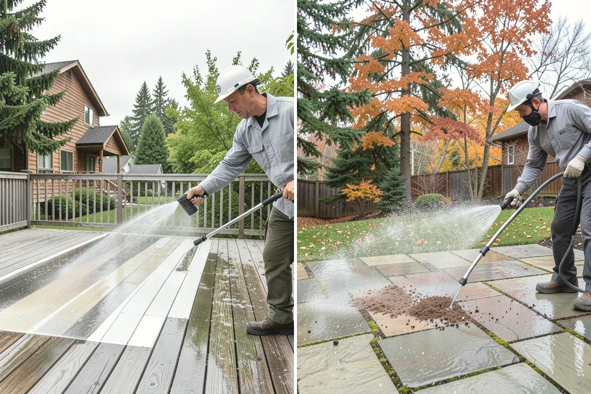 Step Pressure Washing in Yarrow Point, King County, WA - Sweep loose debris and pre-soak the steps